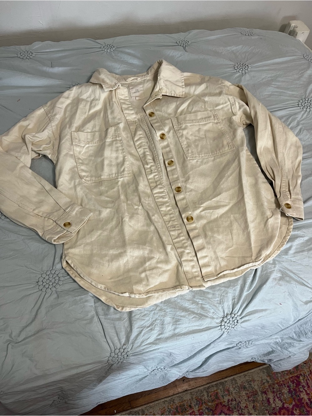 Cream Button-Front Shirt Top